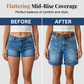 Short in denim Bermuda a vita media da donna con tasche