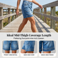 Short in denim Bermuda a vita media da donna con tasche