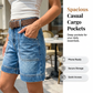 Short in denim Bermuda a vita media da donna con tasche