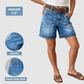 Short in denim Bermuda a vita media da donna con tasche