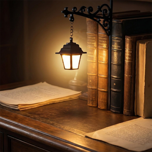 Lampada fermalibri a lampione retro in miniatura