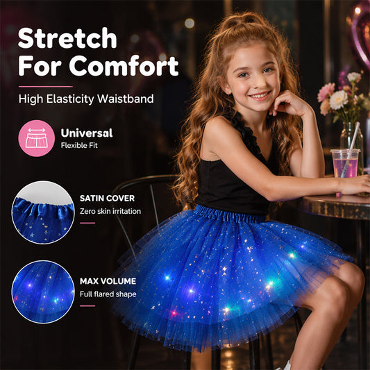 🏆 Ultimo giorno 50% DI SCONTO!🎁Gonna tutù con paillettes LED a rete stellare per bambine e adulti