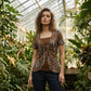 T-shirt da donna finto due pezzi con stampa leopardata e anello a O