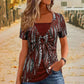 T-shirt da donna finto due pezzi con stampa leopardata e anello a O