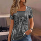 T-shirt da donna finto due pezzi con stampa leopardata e anello a O