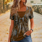 T-shirt da donna finto due pezzi con stampa leopardata e anello a O