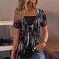 T-shirt da donna finto due pezzi con stampa leopardata e anello a O