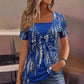 T-shirt da donna finto due pezzi con stampa leopardata e anello a O
