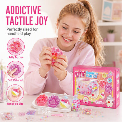 🔥🧁 50% DI SCONTO! 🐾 Kit squishy fai-da-te per bambini – Gelato fritto da modellare con design zampa di gatto! ✨🎨