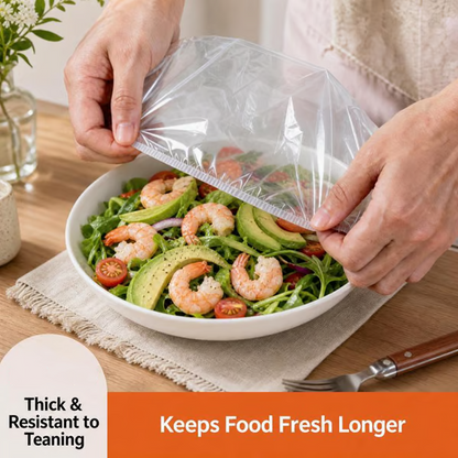 🥗Coperchi Elastici per Ciotole da Cibo – PE Alimentare BPA-Free, Elastici 14-40cm, -20°C/+100°C, Dispenser Pratico – 300 o 500 pz – Per Frigo, Freezer & Microonde 🧊🍽️