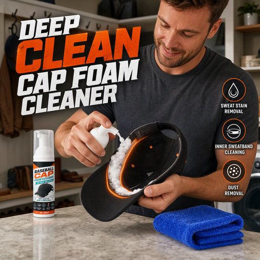 🧢⚡ Pulizia Profonda per Cappelli – 50% DI SCONTO! Spray Schiumogeno Senza Risciacquo, Elimina Macchie di Sudore e Aloni! 💨✨