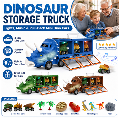 Camion giocattolo trasportatore di dinosauri interattivo
