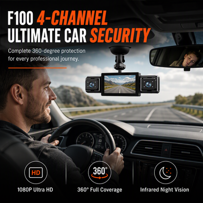 📹 SCONTO A TEMPO LIMITATO DEL 50%! ⚡ Dash cam F100 a 4 obiettivi – 1080P HD, visione notturna a infrarossi, registrazione sincronizzata GPS ✨