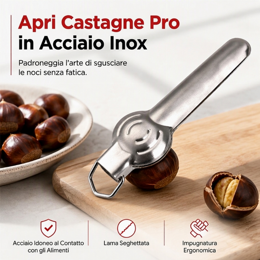 Schiaccianoci in Acciaio Inossidabile e Strumento per Sgusciare Castagne