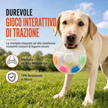 🐶Pallone interattivo per cani con maniglie🏀Realizzato in TPR resistente ai morsi, senza cuciture, non assorbe acqua. Nucleo vibrante, doppio strato stimolante, perfetto per tiro alla fune e gioco del riporto all’aperto.